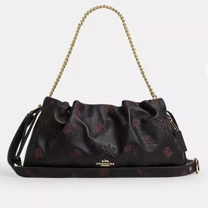 NWT Coach Black and Red Faye Large Shoulder Bag  Gold/Black/Wine